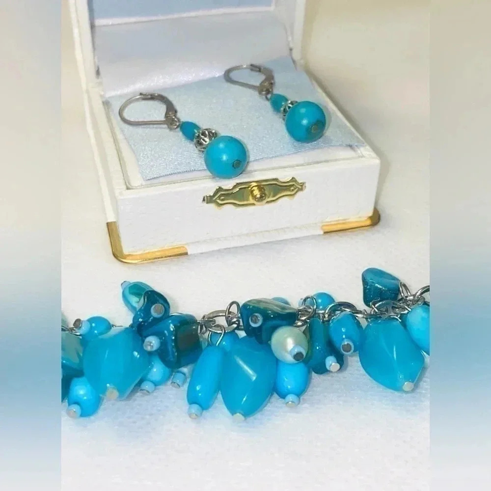 🏵️ Almost vintage jewelry set of bracelet and earrings 🏵️ handmade by me ! - Picture 2 of 5